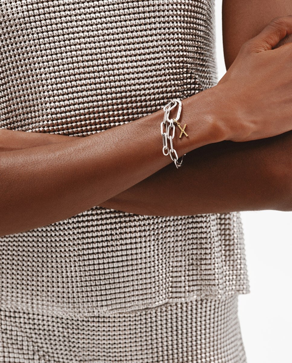 Charm de plata 925 bañada en oro amarillo de 18k con letra x y motivos de esferas - Aristocrazy - Oro Oro-2