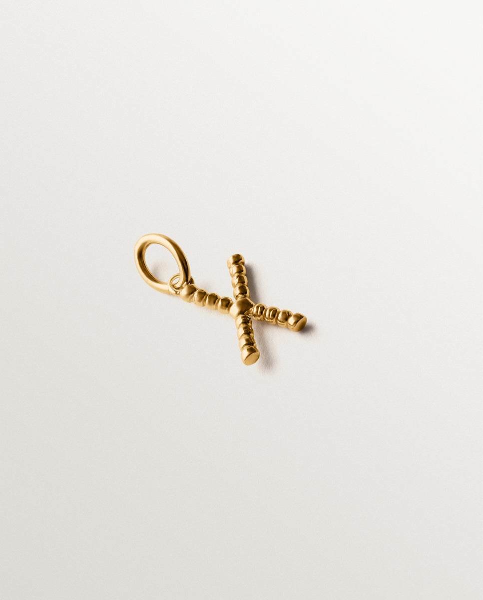 Charm de plata 925 bañada en oro amarillo de 18k con letra x y motivos de esferas - Aristocrazy - Oro Oro-3
