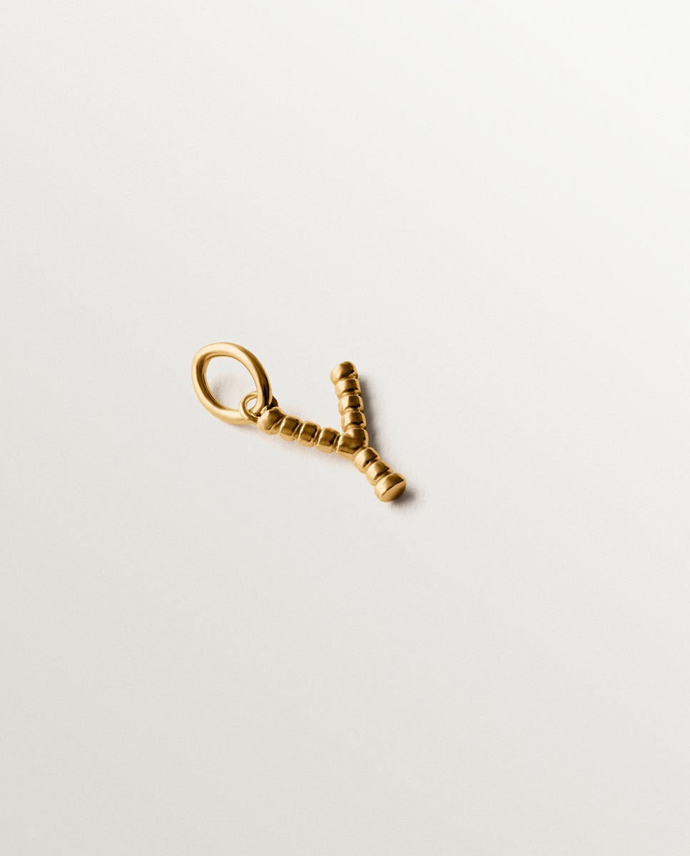 Charm de plata 925 bañada en amarillo de 18k con letra y y motivos de esferas - Aristocrazy - Oro Oro-3