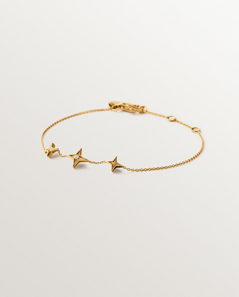 Pulsera de plata 925 bañada en amarillo de 18k con topacio blanco y forma de estrellas - Aristocrazy - Oro Oro-1