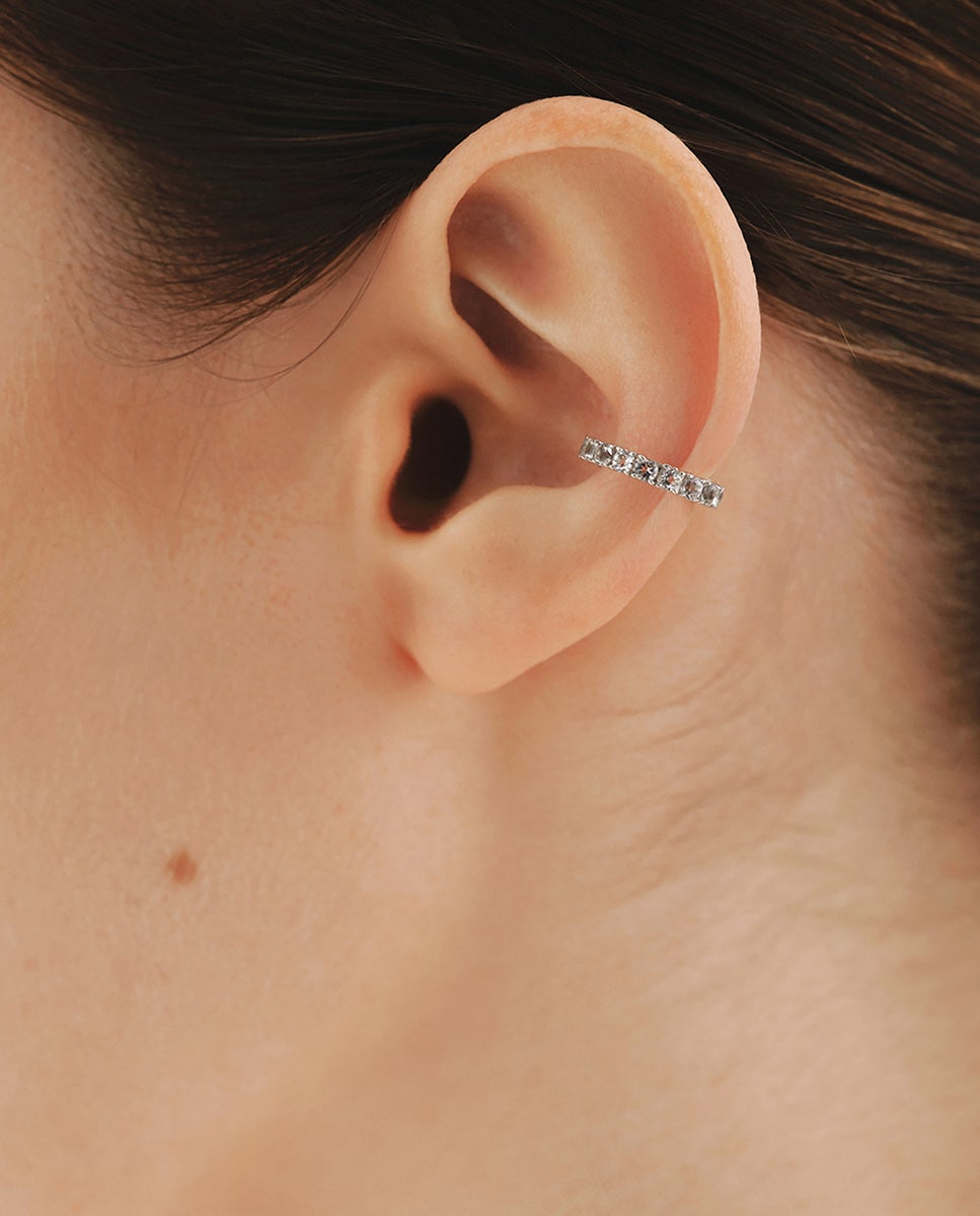 Pendiente earcuff de 925 con topacios blancos - Aristocrazy - Plata Plata-2