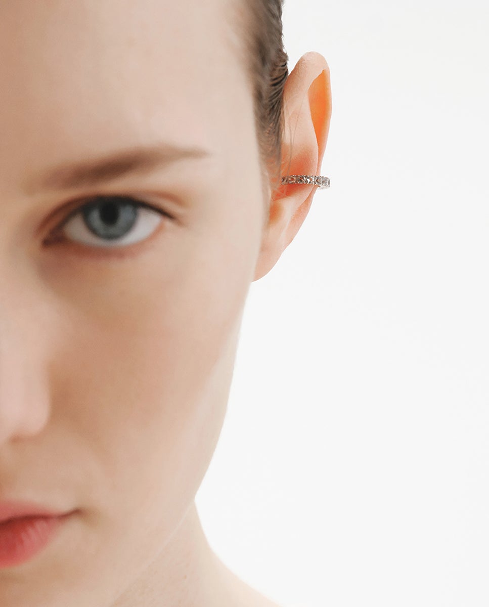 Pendiente earcuff de 925 con topacios blancos - Aristocrazy - Plata Plata-4