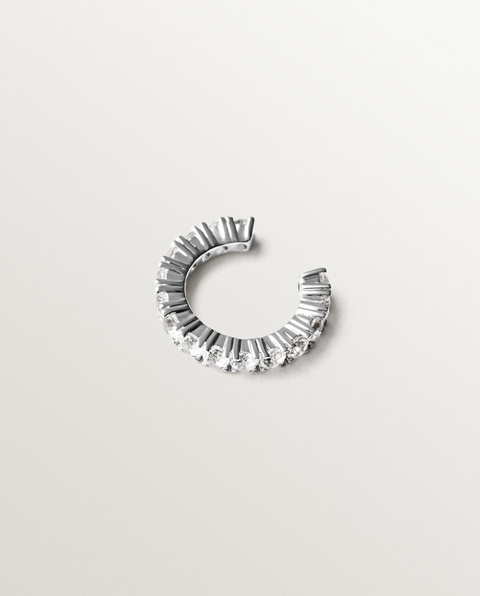 Pendiente earcuff de 925 con topacios blancos - Aristocrazy - Plata Plata-5