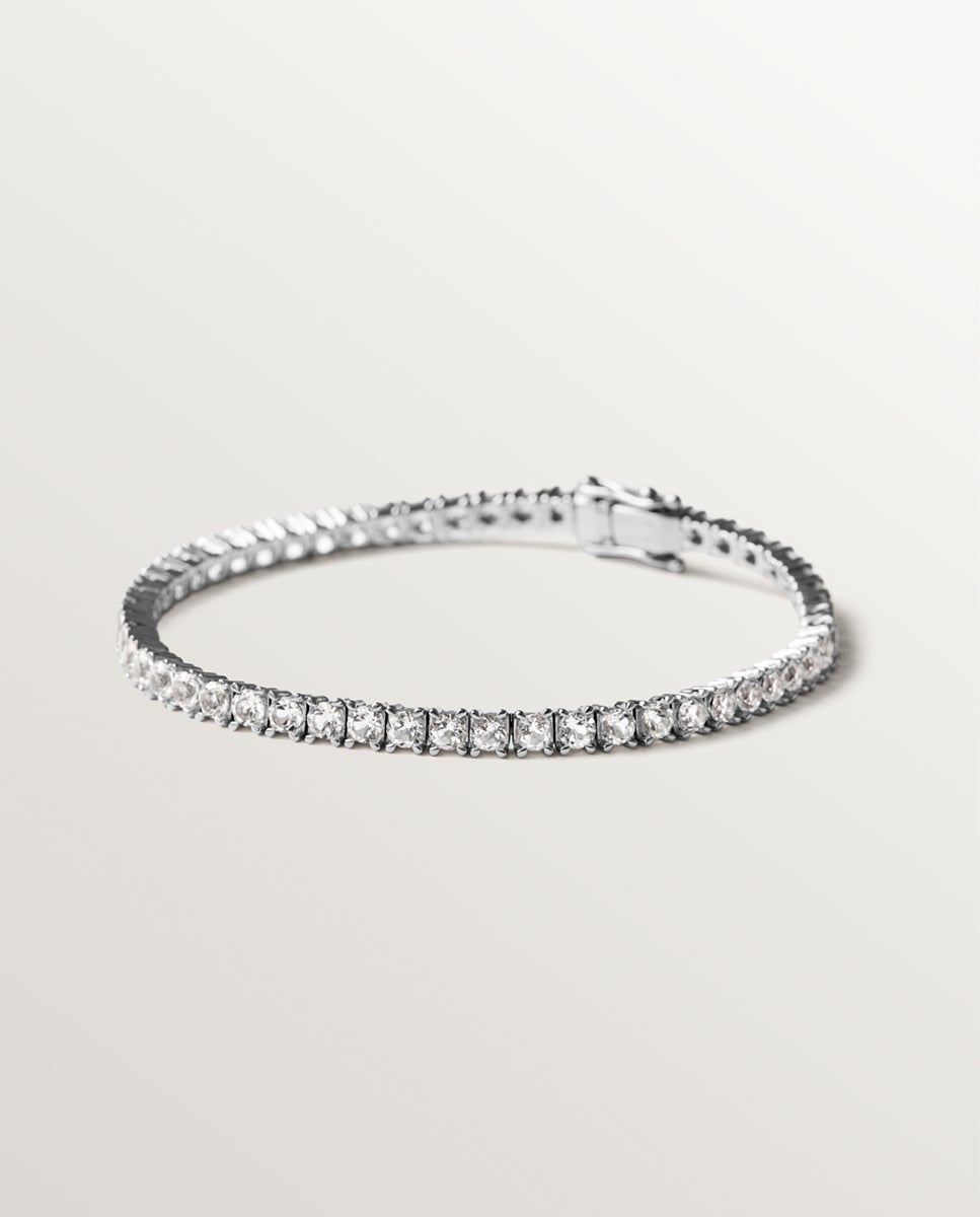 Imagen 0 de Pulsera rivière gruesa de plata 925 con topacios blancos Blanco