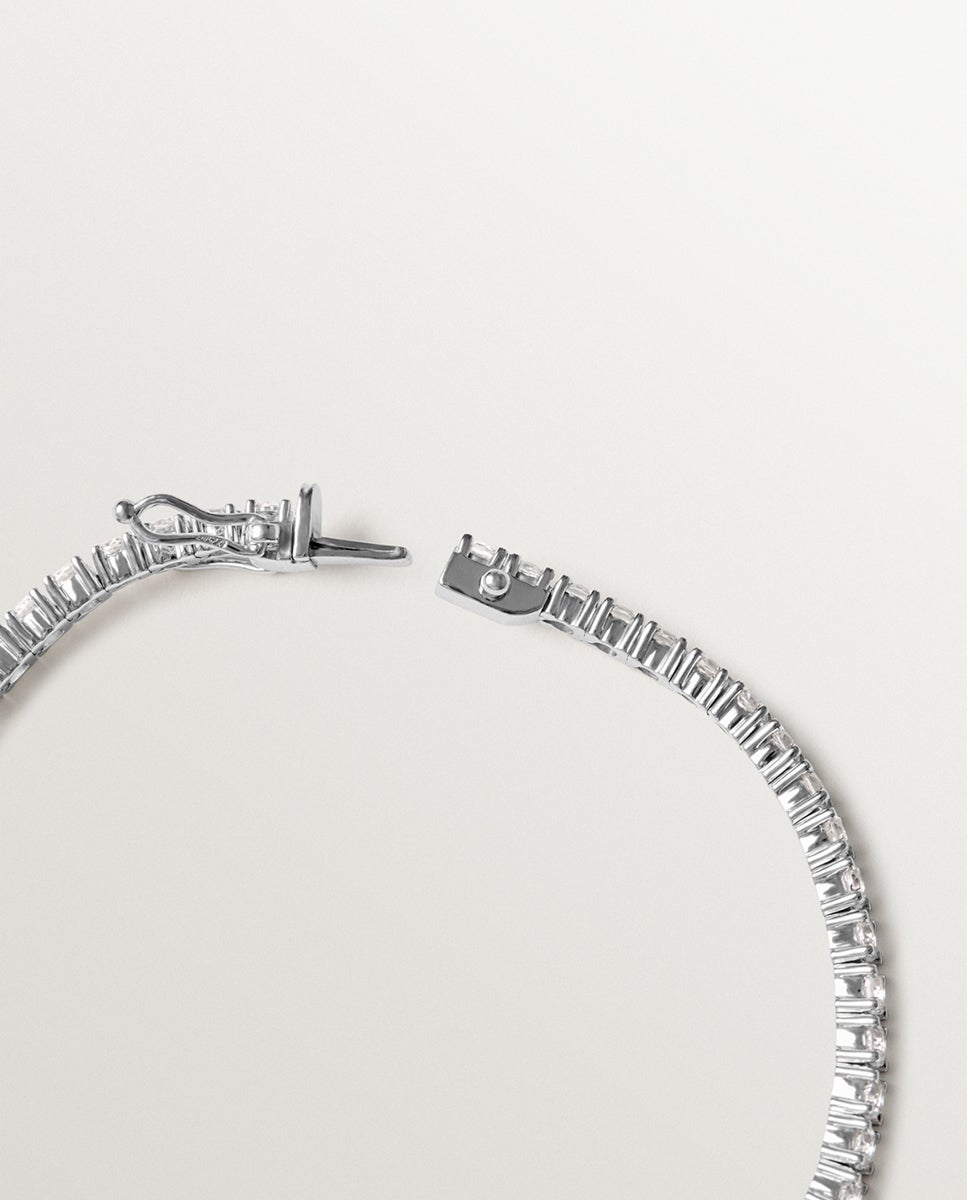 Pulsera rivière gruesa de plata 925 con topacios blancos - Aristocrazy - Blanco Blanco-3