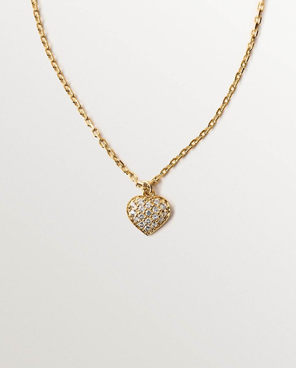 Cadena con colgante de plata bañada en oro amarillo de 18k, topacios blancos y forma de corazón - Aristocrazy - Oro Oro-1