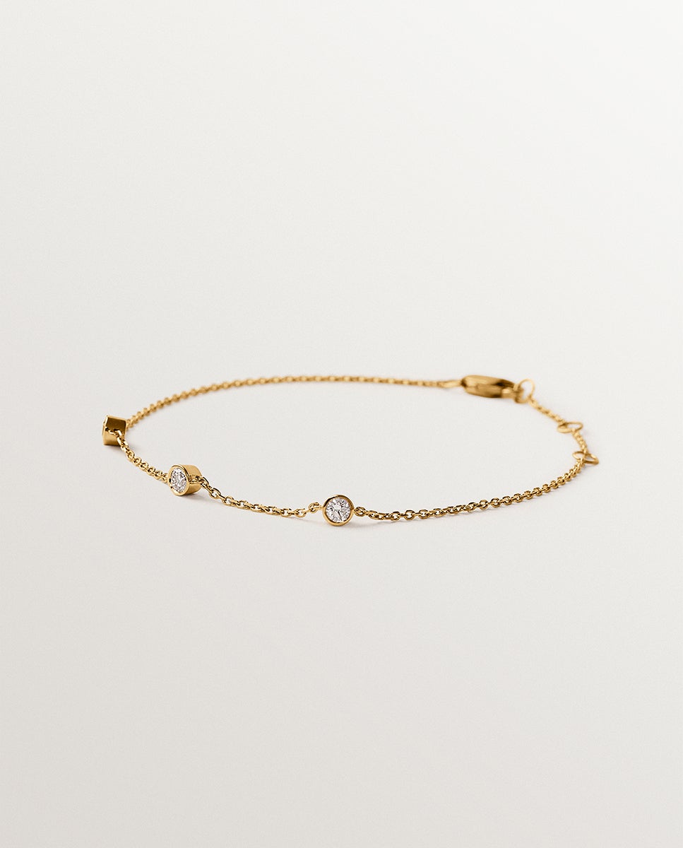 Pulsera de oro amarillo de 9k con diamantes lab grown - Aristocrazy - Blanco Blanco-1