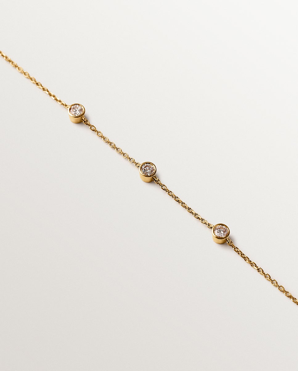 Pulsera de oro amarillo de 9k con diamantes lab grown - Aristocrazy - Blanco Blanco-2