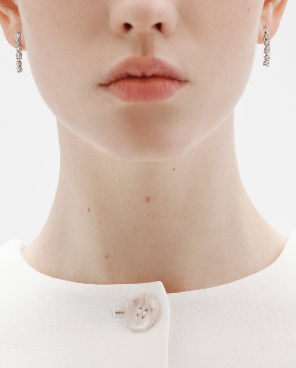 Pendientes largos de plata 925 con topacios blancos - Aristocrazy - Blanco Blanco-4