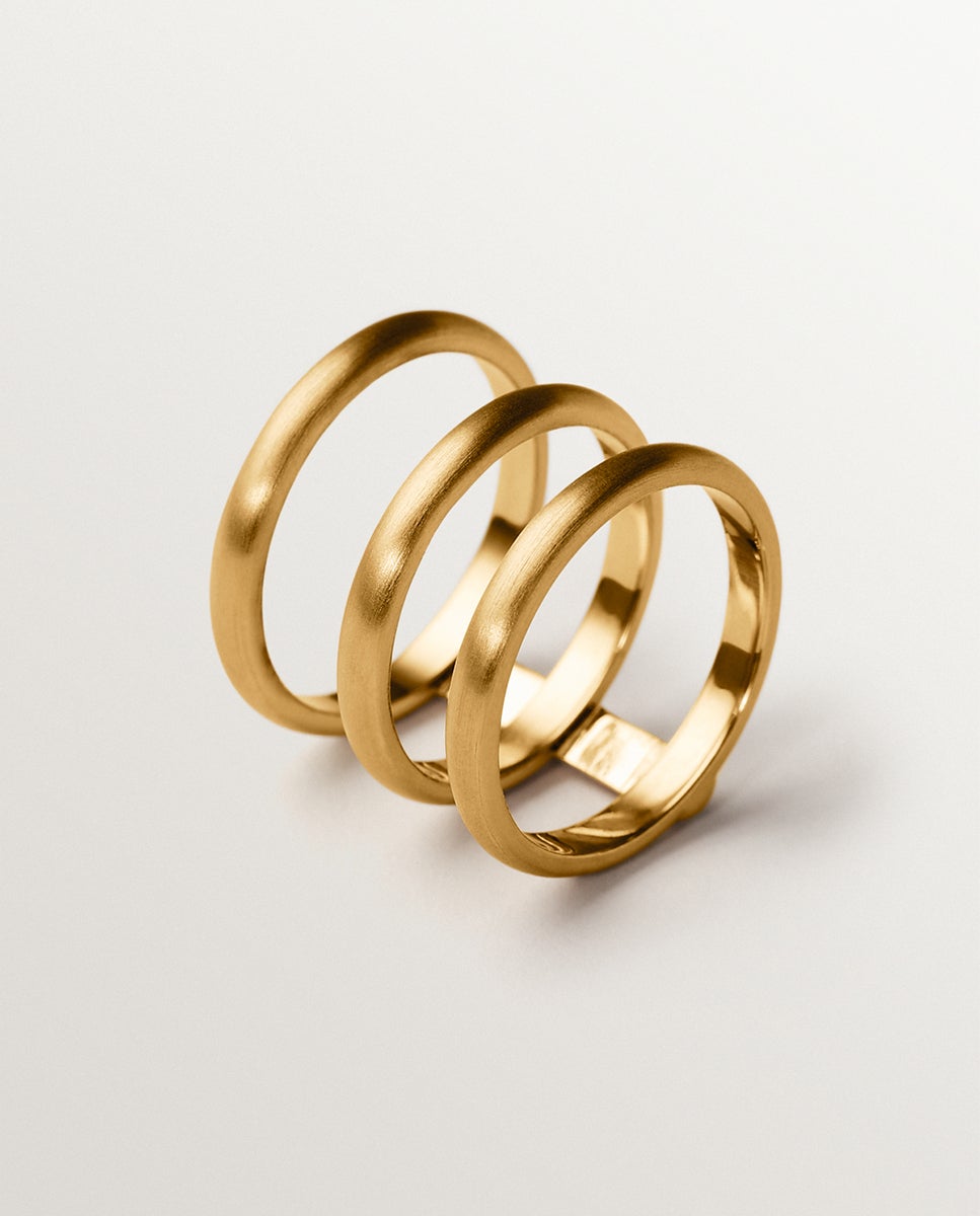 Anillo triple de plata 925 bañada en oro amarillo de 18k - Aristocrazy - Dorado Dorado-1