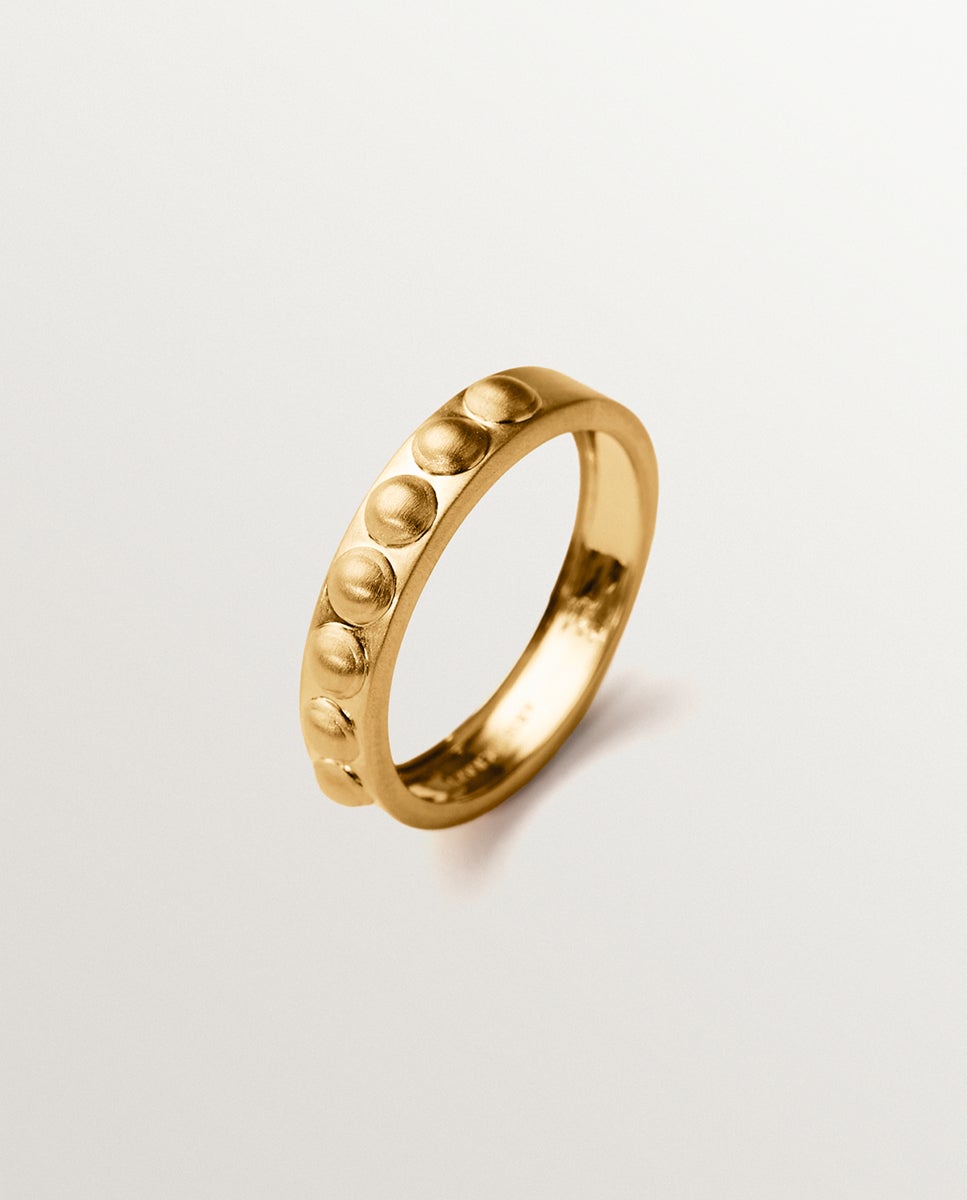 Anillo de plata 925 bañada en oro amarillo de 18k y motivos de esferas - Aristocrazy - Dorado Dorado-1