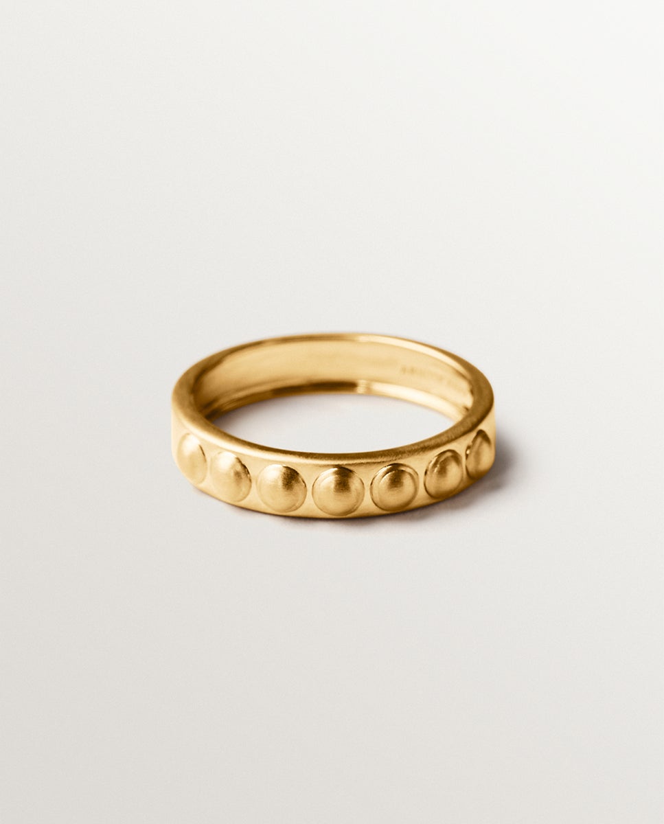 Anillo de plata 925 bañada en oro amarillo de 18k y motivos de esferas - Aristocrazy - Dorado Dorado-3