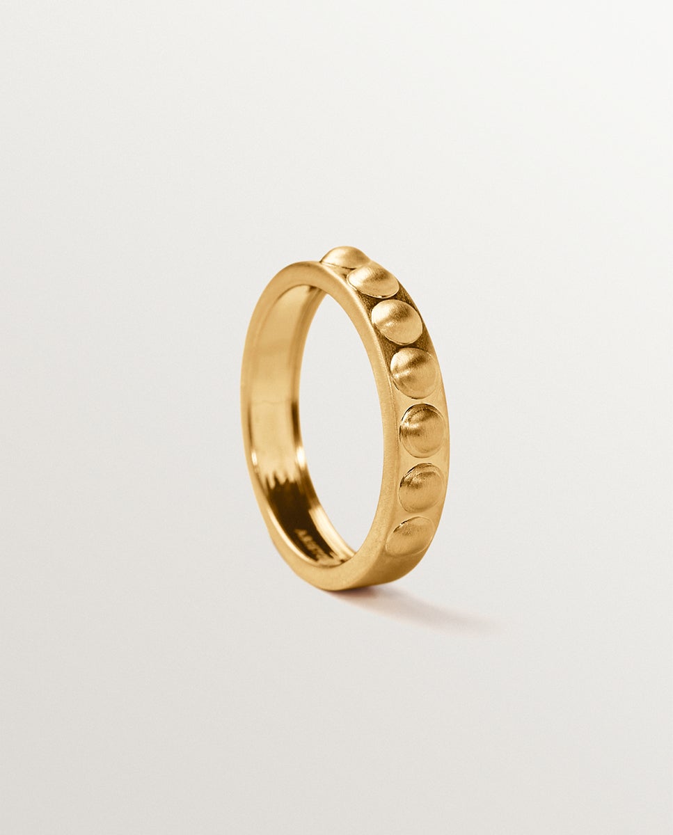 Anillo de plata 925 bañada en oro amarillo de 18k y motivos de esferas - Aristocrazy - Dorado Dorado-5