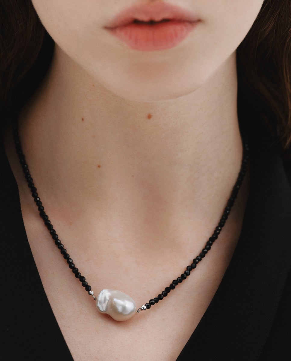 VIKI LYNN Collar De Perlas Negras De Tahití Para Mujer, 0.354-0.394 In, Colgante De Perlas Negras Cultivadas De Tahití Con Cadena De Plata De Ley 925, Perla De Tahití, Perla