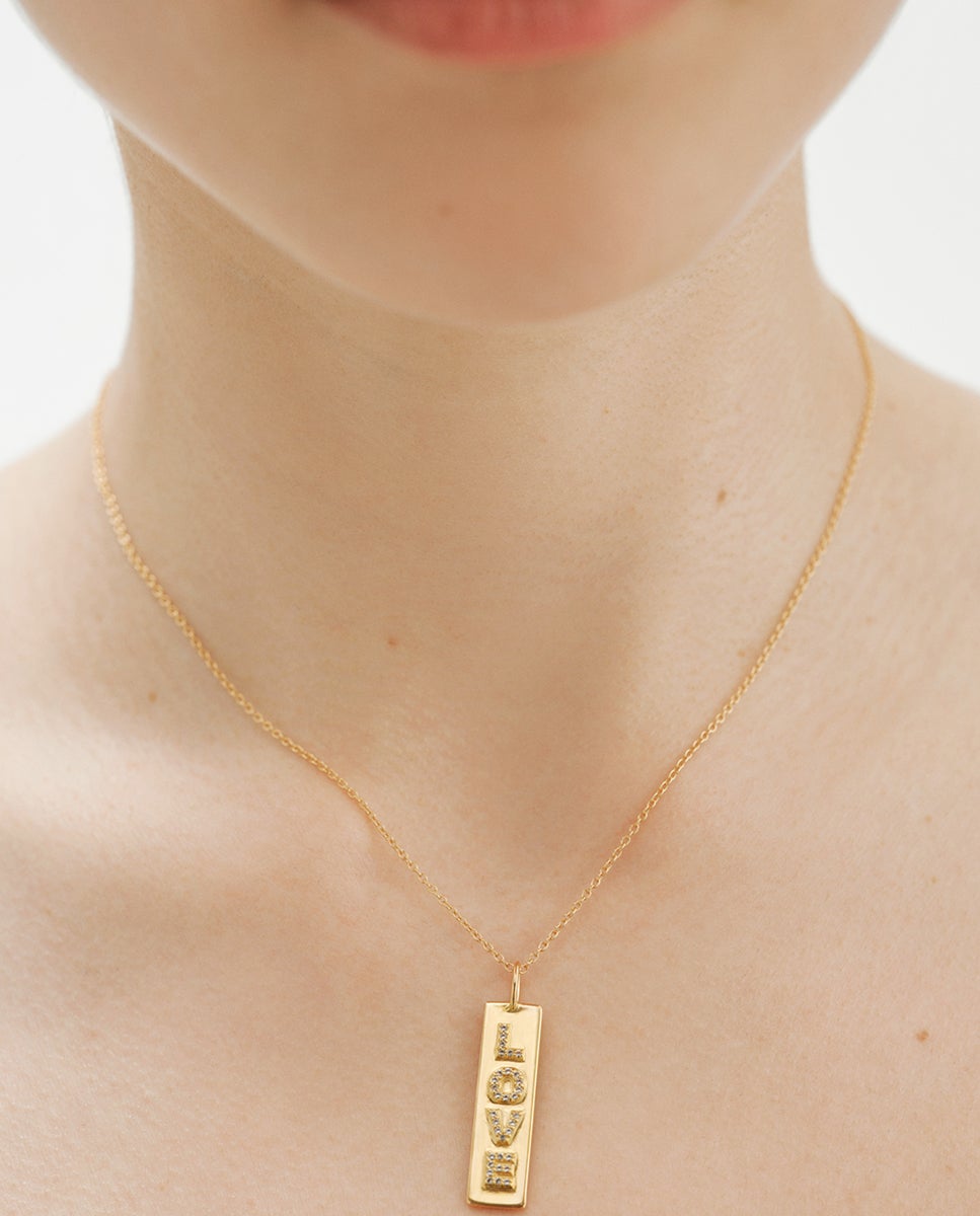 Charm de plata bañada en oro amarillo de 18k love con topacios blancos - Aristocrazy - Cristal Cristal-2