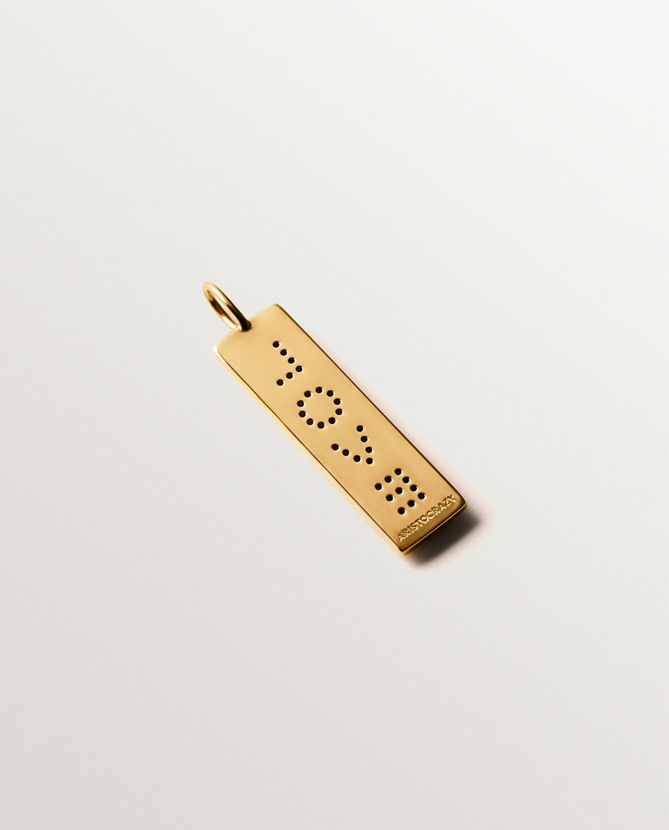 Charm de plata bañada en oro amarillo de 18k love con topacios blancos - Aristocrazy - Cristal Cristal-3
