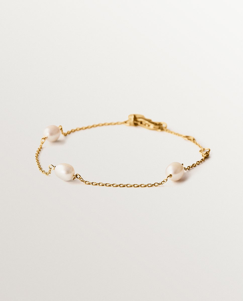 Pulsera de plata 925 bañada en oro amarillo de 18k con perlas - Aristocrazy - Oro Oro-1