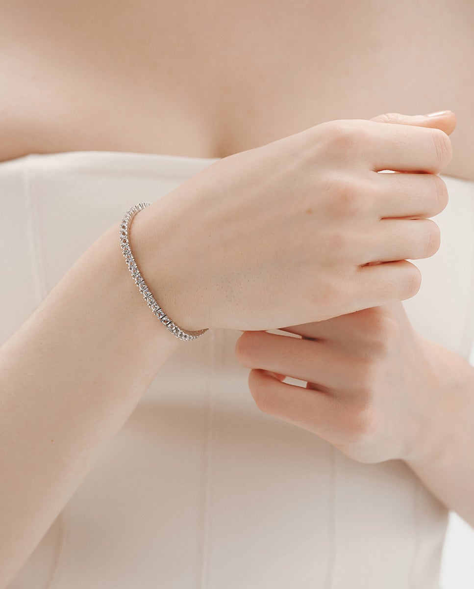 Pulsera rivière de plata 925 con topacios blancos - Aristocrazy - Blanco Blanco-2