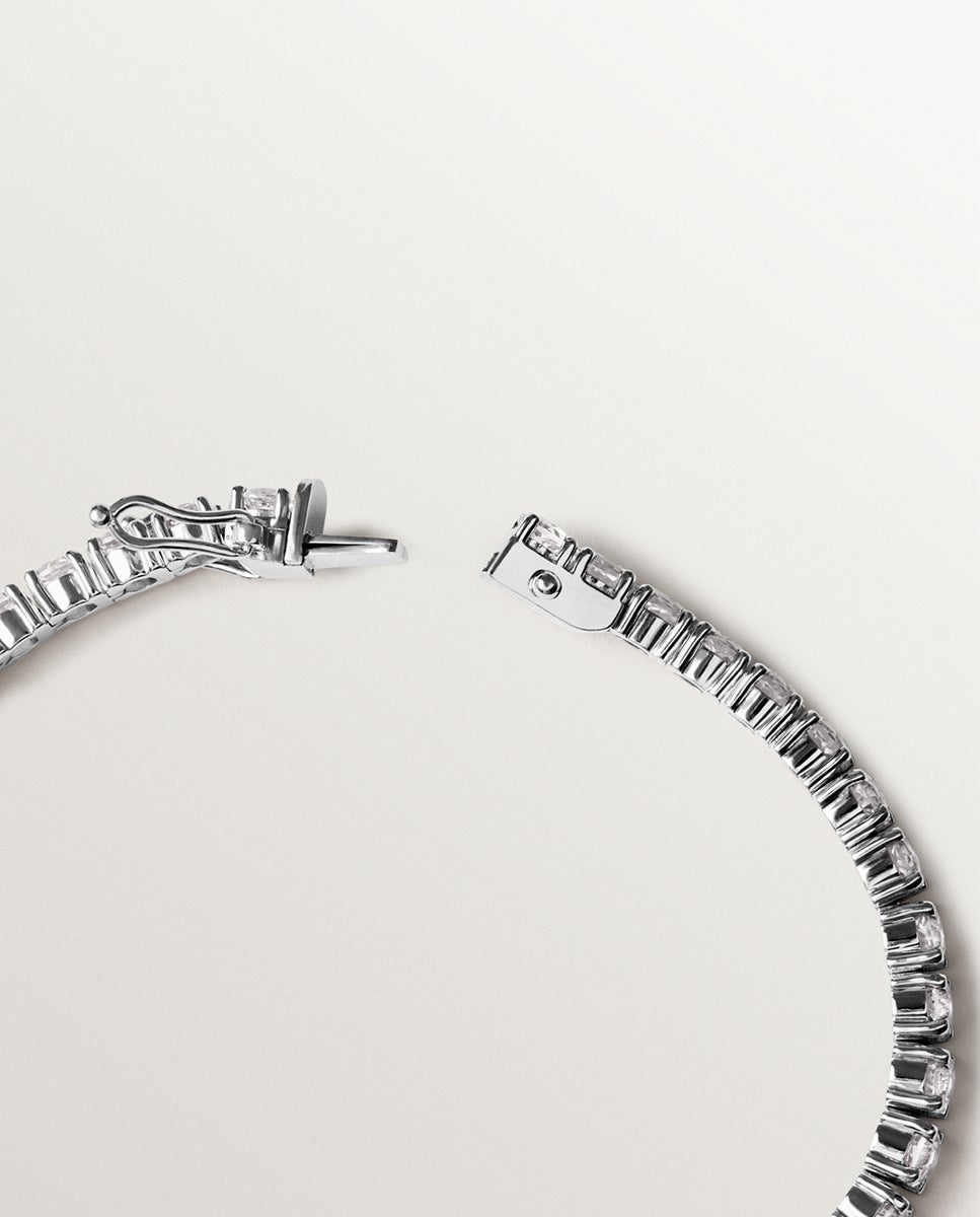 Pulsera rivière de plata 925 con topacios blancos - Aristocrazy - Blanco Blanco-3
