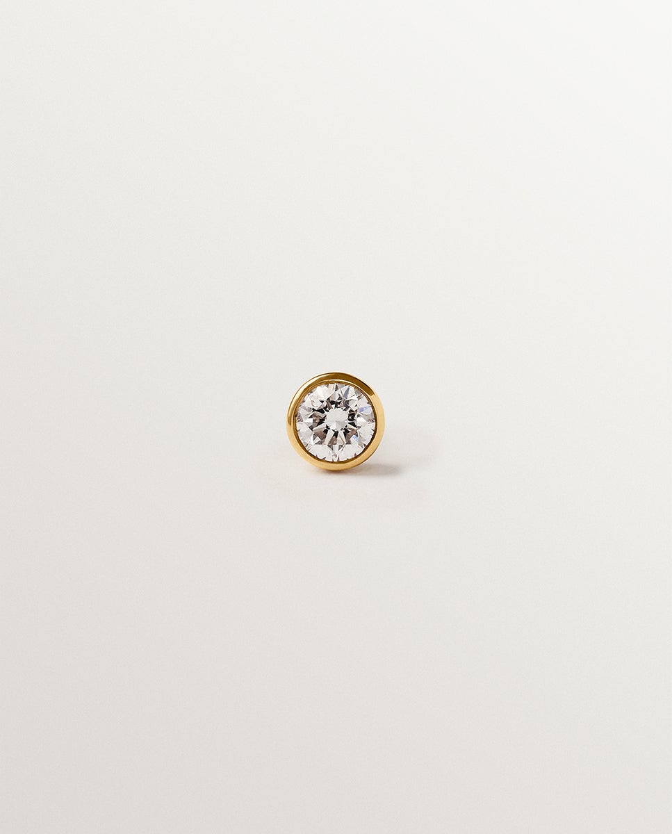 Pendientes de botón de oro amarillo de 9k con diamantes lab grown - Aristocrazy - Blanco Blanco-1