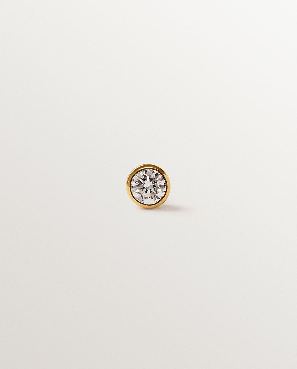 Pendientes de botón de oro amarillo de 9k con diamantes lab grown - Aristocrazy - Blanco Blanco-1