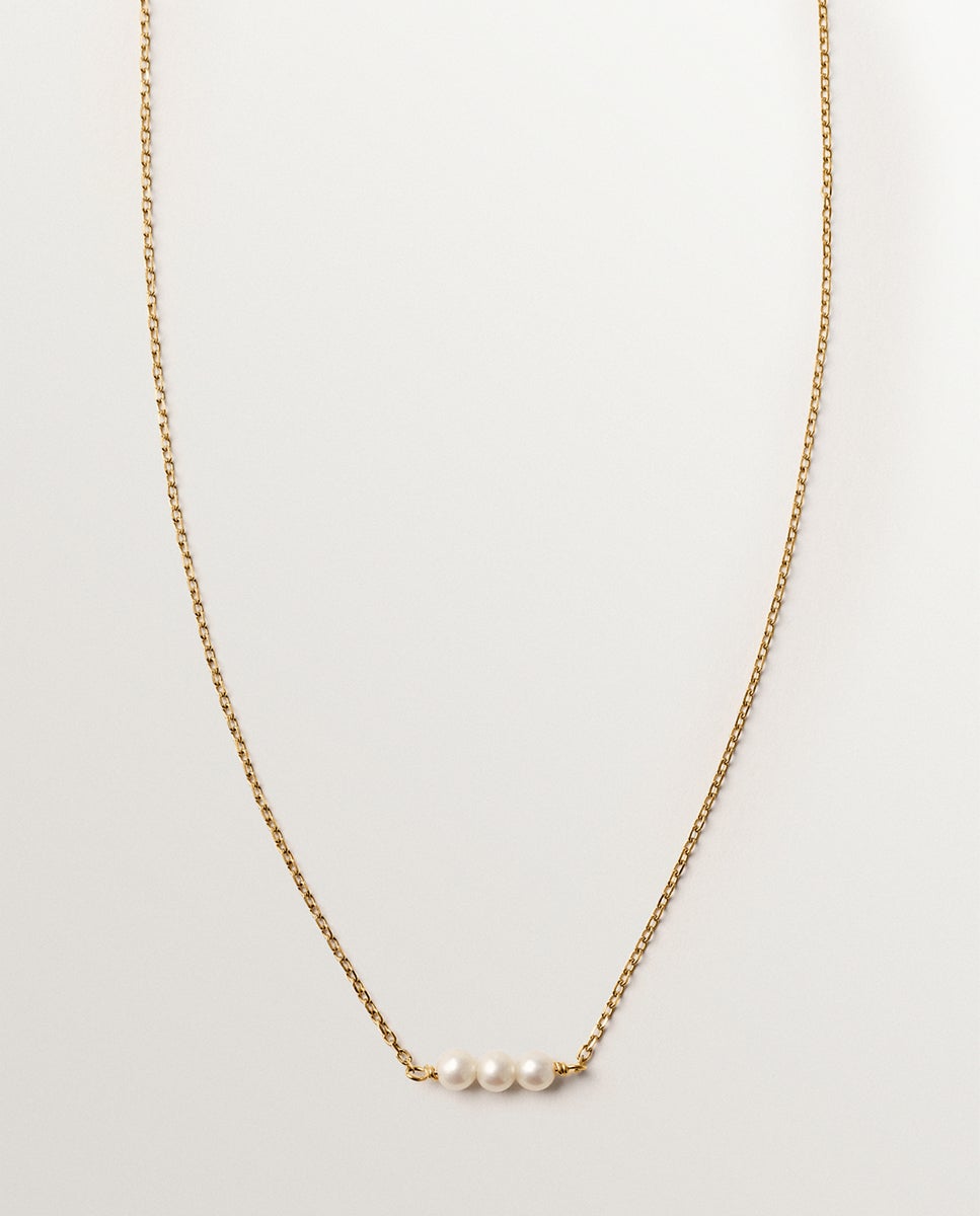 Collar de plata 925 bañada en oro amarillo de 18k con perlas - Aristocrazy - Blanco Blanco-1