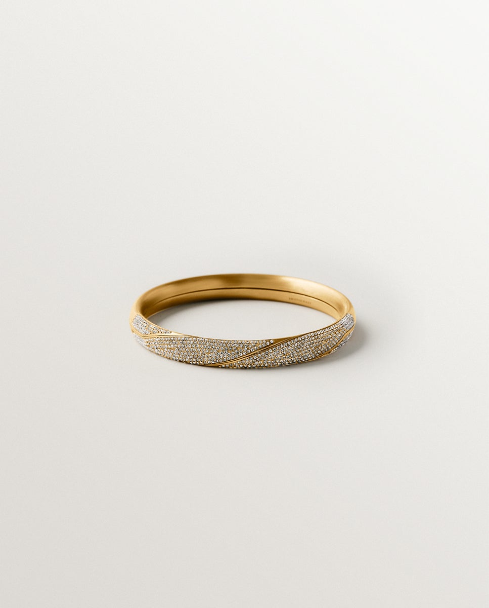Imagen 0 de Pulsera gimmel bañada en oro amarillo con pavé de cristales Cristal