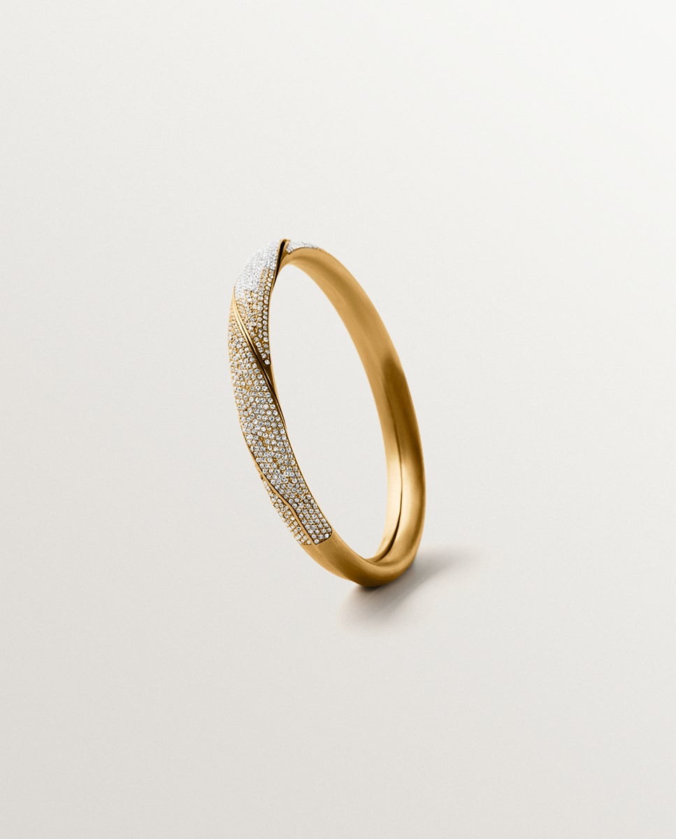 Pulsera gimmel bañada en oro amarillo con pavé de cristales - Aristocrazy - Cristal Cristal-3