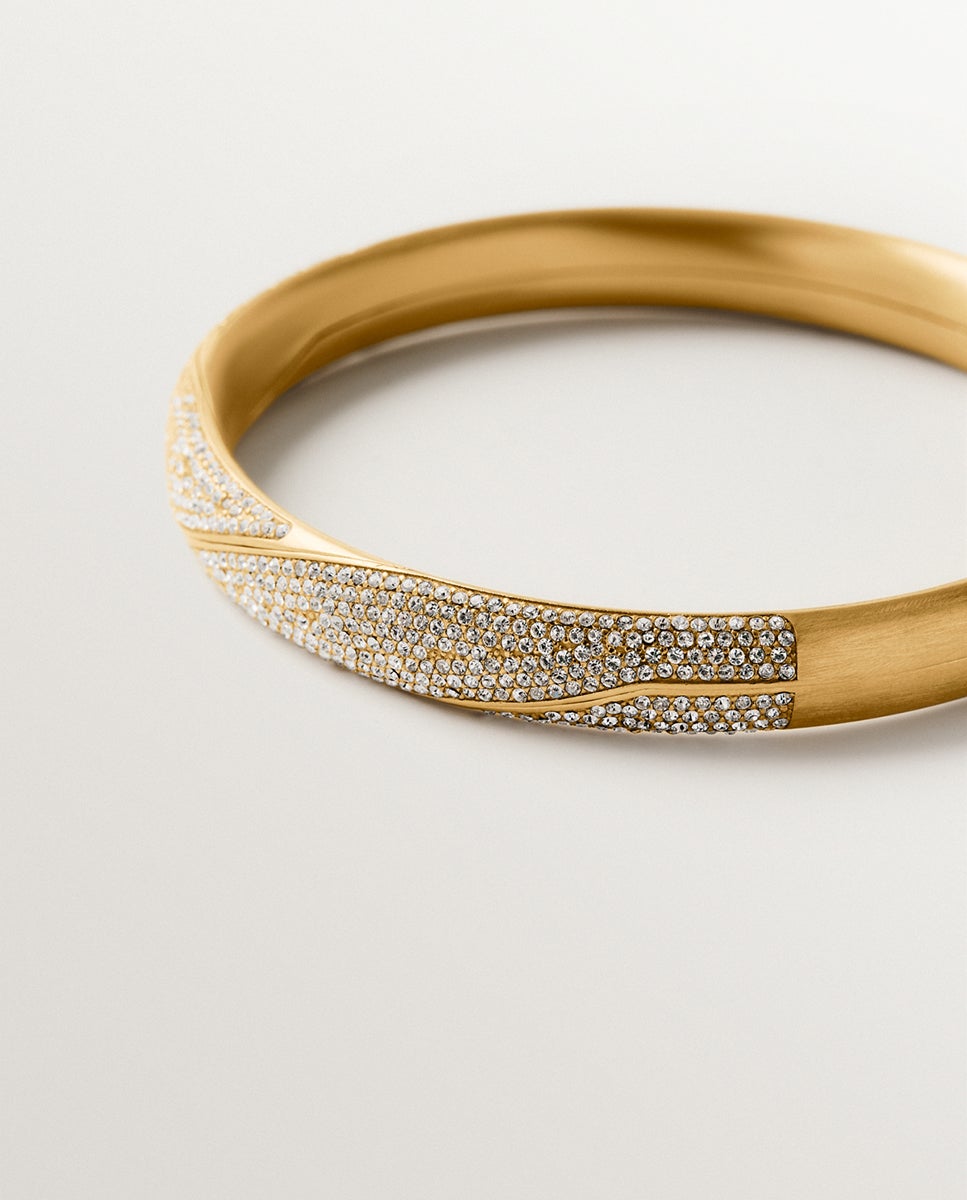 Pulsera gimmel bañada en oro amarillo con pavé de cristales - Aristocrazy - Cristal Cristal-5