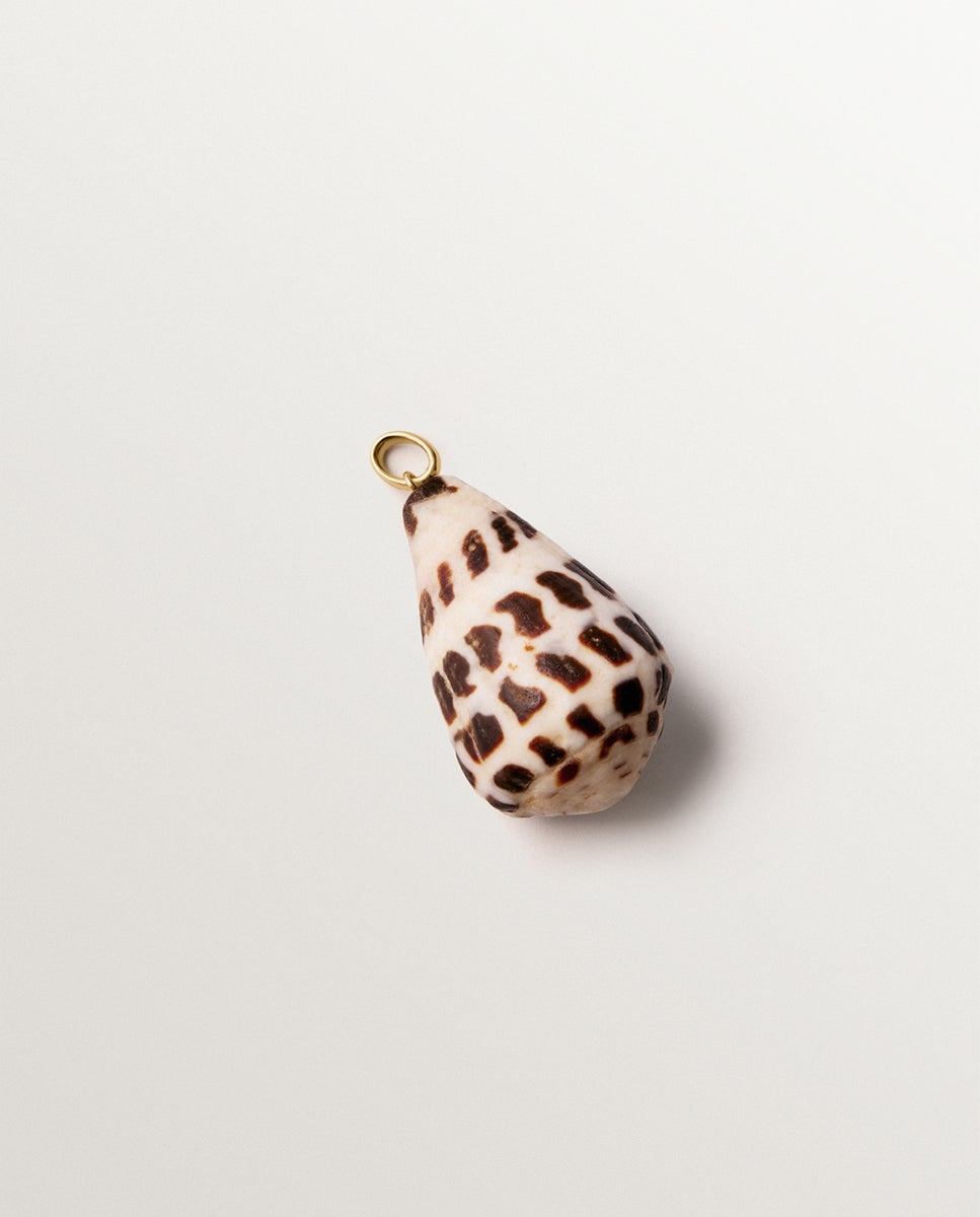 Charm de plata 925 bañada en oro amarillo de 18K con concha - Aristocrazy - Marrón Marrón-1