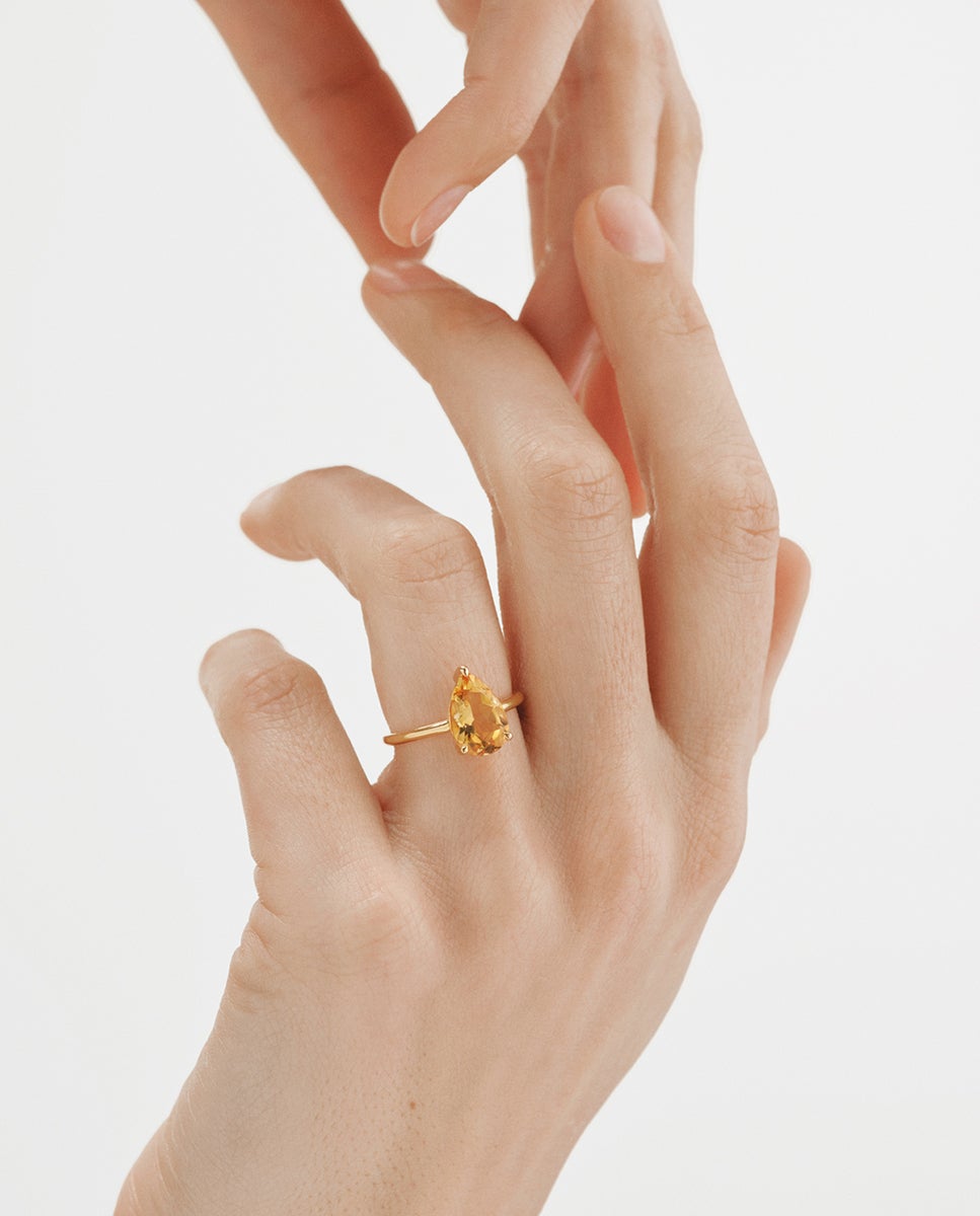 Anillo de plata 925 bañada en oro amarillo de 18k con citrino naranja Naranja Aristocrazy Naranja-2