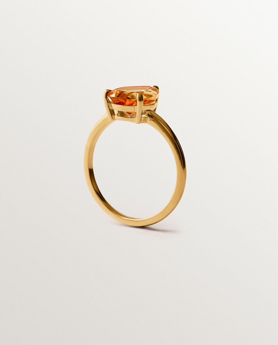 Anillo de plata 925 bañada en oro amarillo de 18k con citrino naranja Naranja Aristocrazy Naranja-5