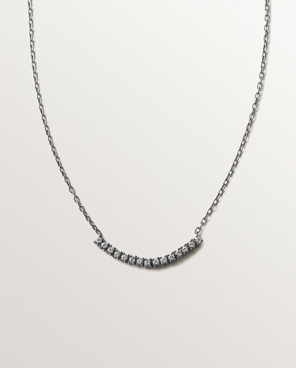 Imagen 0 de Collar de plata 925 con acabado gunmetal y topacios blancos Plata