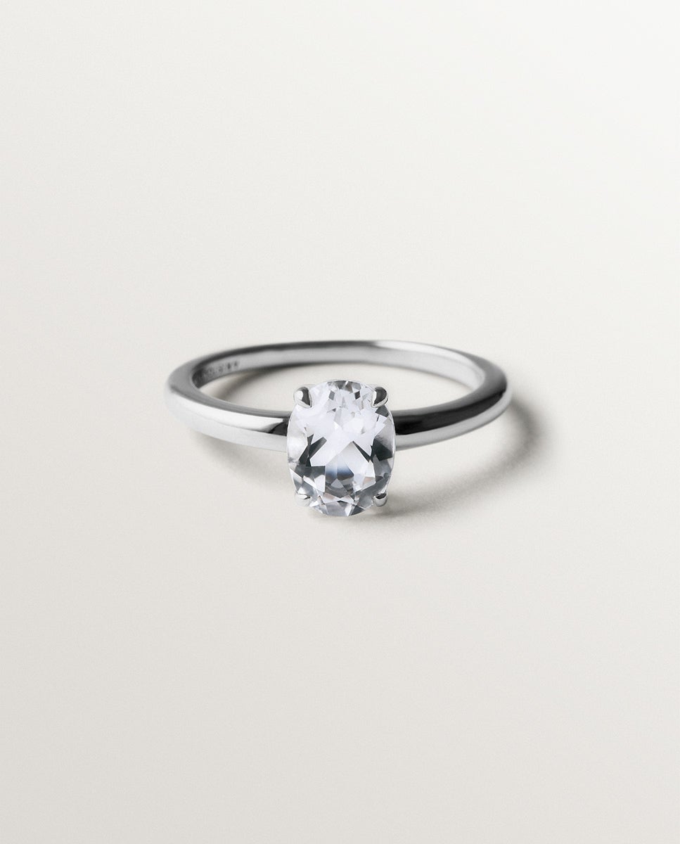Anillo solitario de plata 925 con cuarzo - Aristocrazy - Blanco Blanco-3