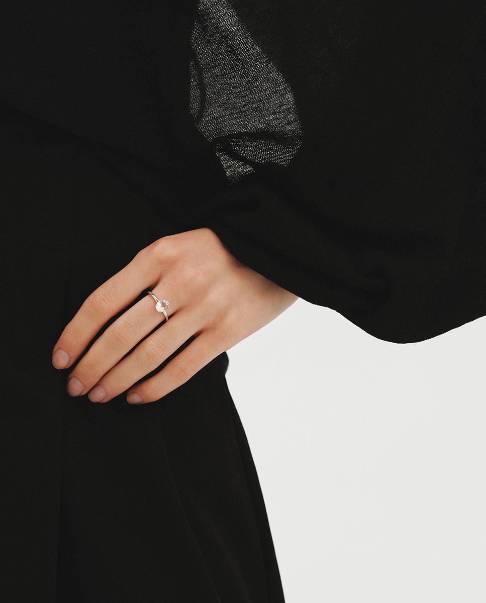 Anillo solitario de plata 925 con cuarzo - Aristocrazy - Blanco Blanco-4