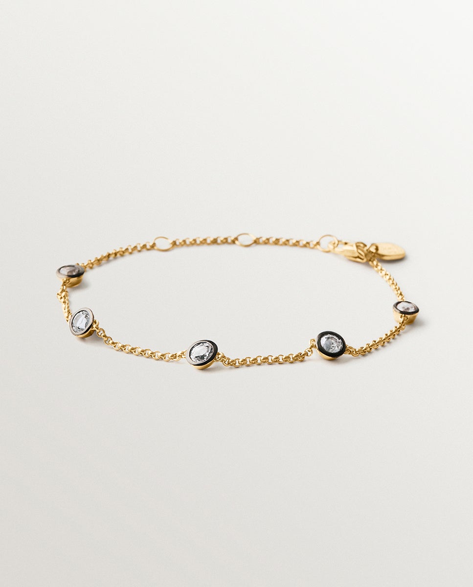 Imagen 0 de Pendientes de aro grandes bicolor en plata 925 bañada en oro amarillo de 18k con topacios blancos Negro
