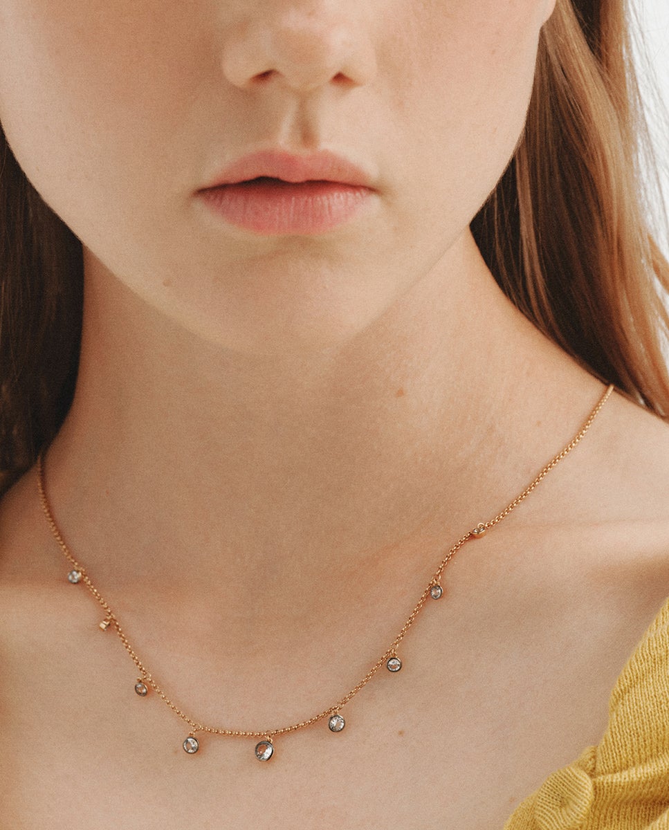 Collar bicolor de plata 925 bañada en oro amarillo de 18k con topacio blanco - Aristocrazy - Negro Negro-1