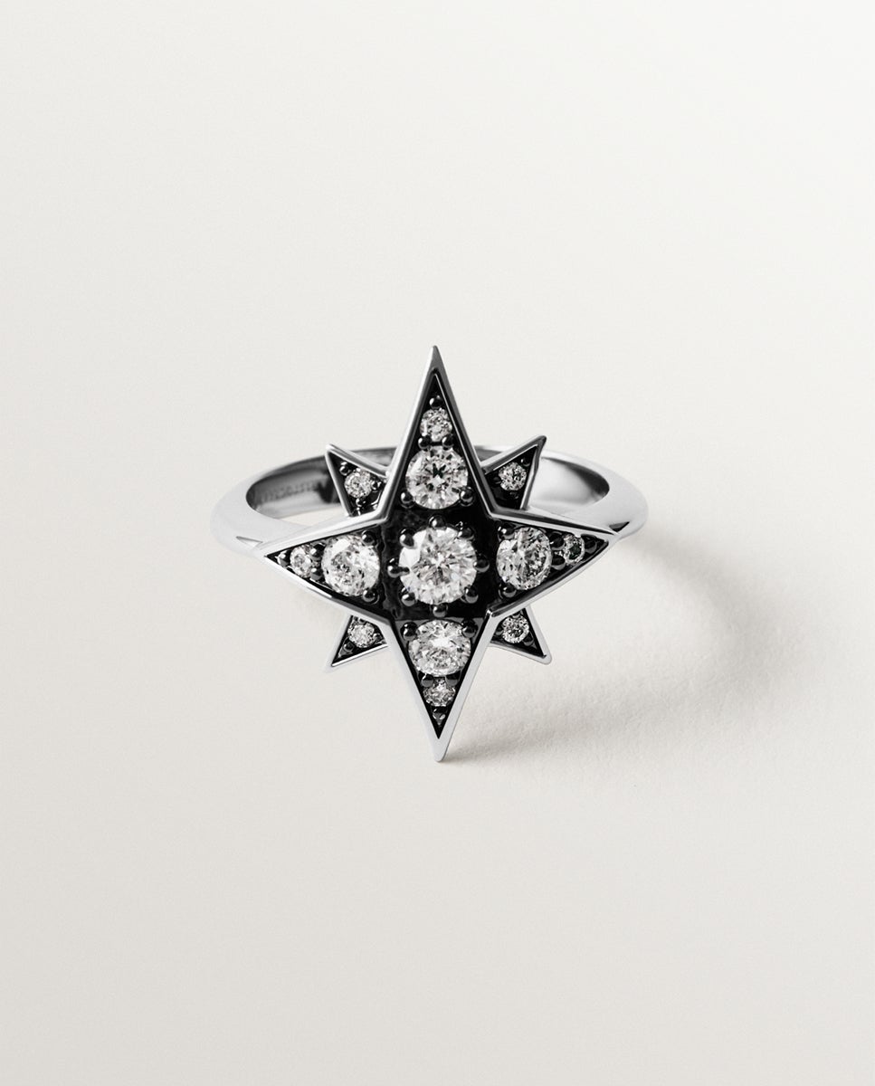 Imagen 2 de Anillo bicolor con cristales en forma de estrella - Aristocrazy - Plata Plata