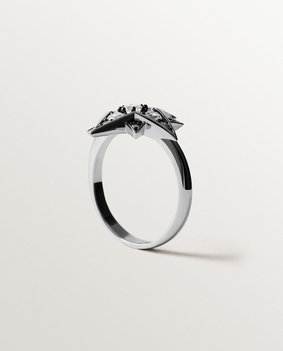 Imagen 3 de Anillo bicolor con cristales en forma de estrella - Aristocrazy - Plata Plata