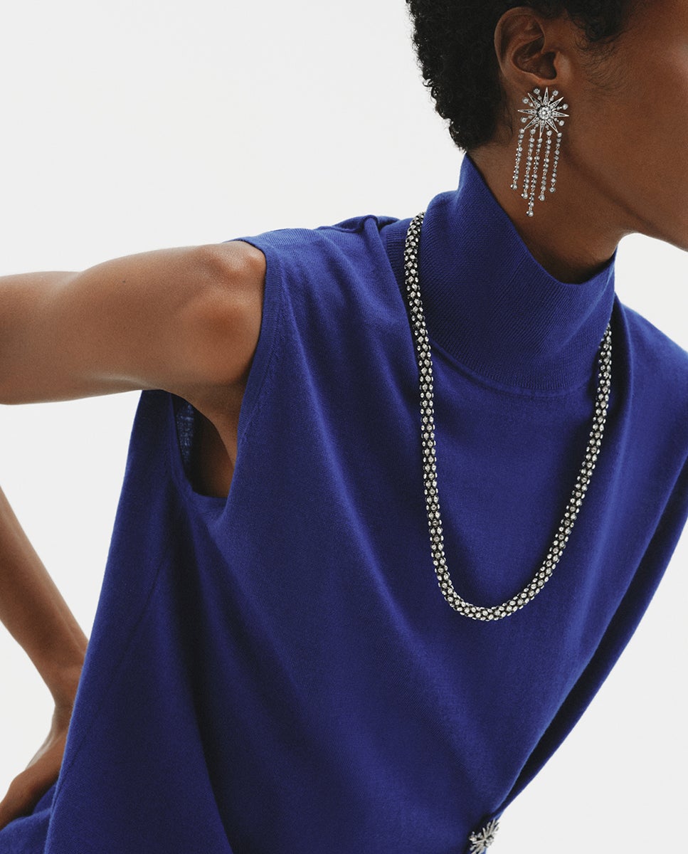 Imagen 6 de Pendientes bicolor en cascada con cristales y estrellas - Aristocrazy - Plata Plata