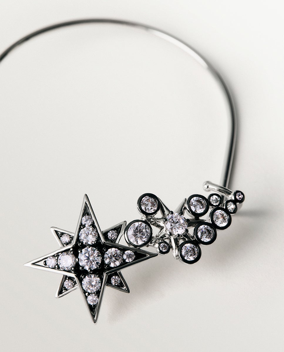Imagen 3 de Earcuff bicolor con cristales y estrellas - Aristocrazy - Plata Plata