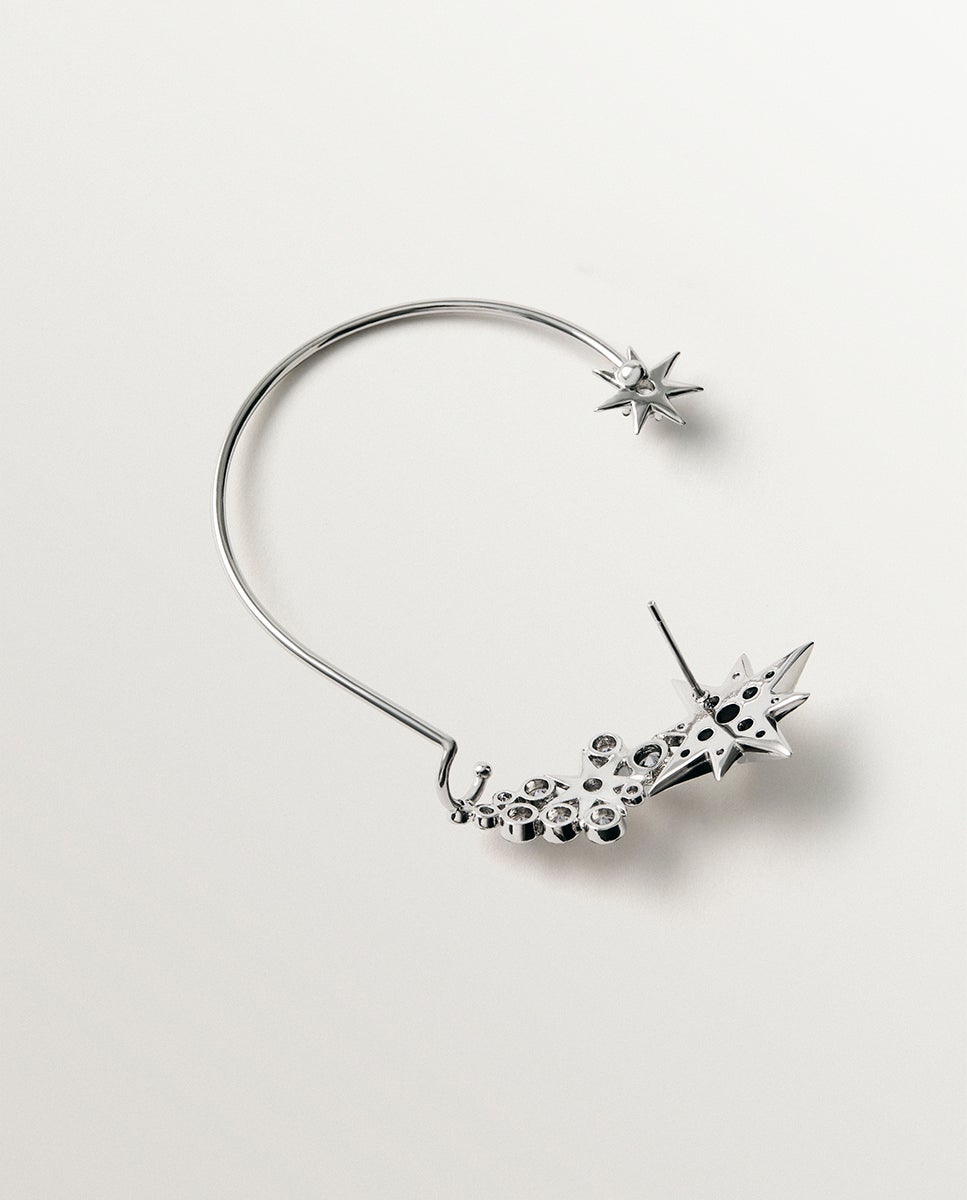 Imagen 5 de Earcuff bicolor con cristales y estrellas - Aristocrazy - Plata Plata