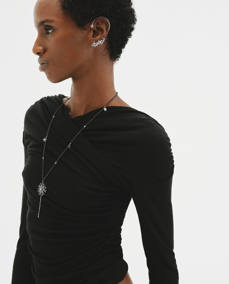 Imagen 6 de Earcuff bicolor con cristales y estrellas - Aristocrazy - Plata Plata