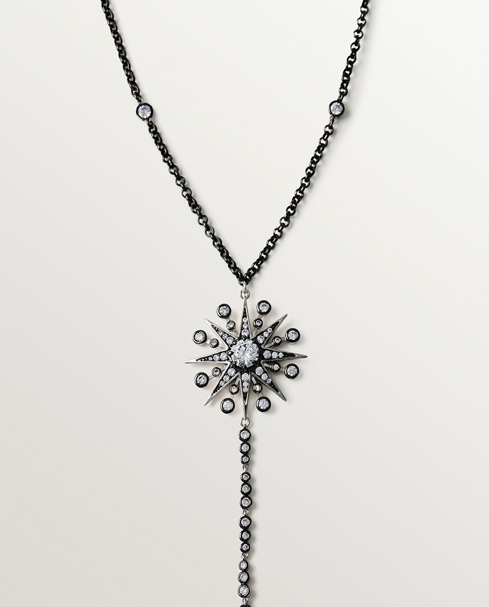 Imagen 1 de Collar bicolor con cristales y estrellas Plata