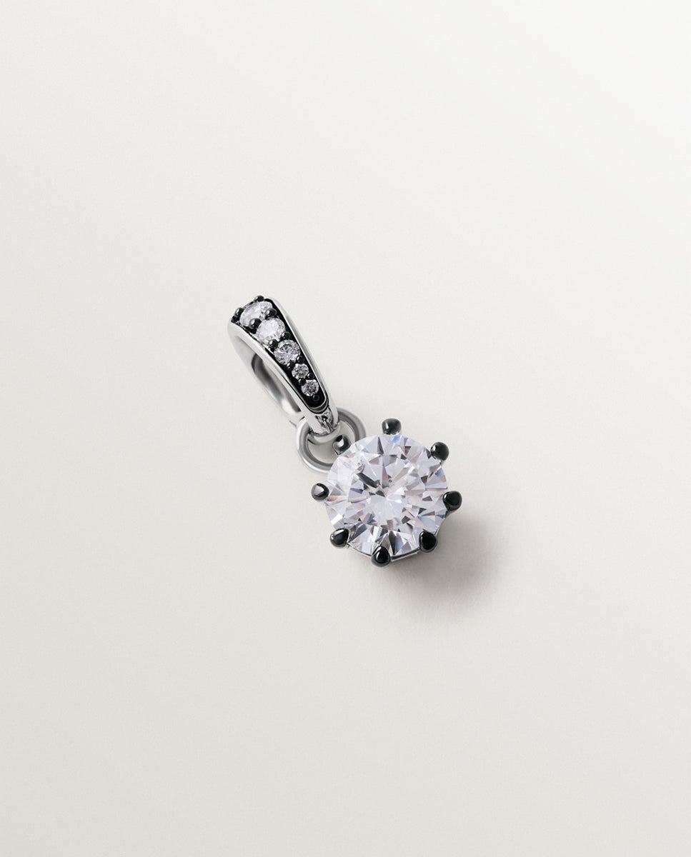 Imagen 1 de Charm bicolor con cristal pequeño Plata