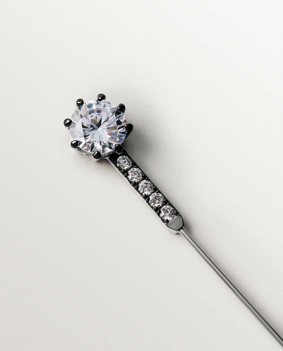 Imagen 3 de Broche de aguja bicolor con cristales - Aristocrazy - Plata Plata