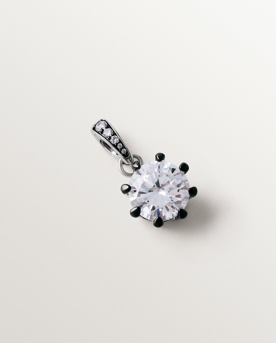 Imagen 1 de Charm bicolor con cristal grande Plata
