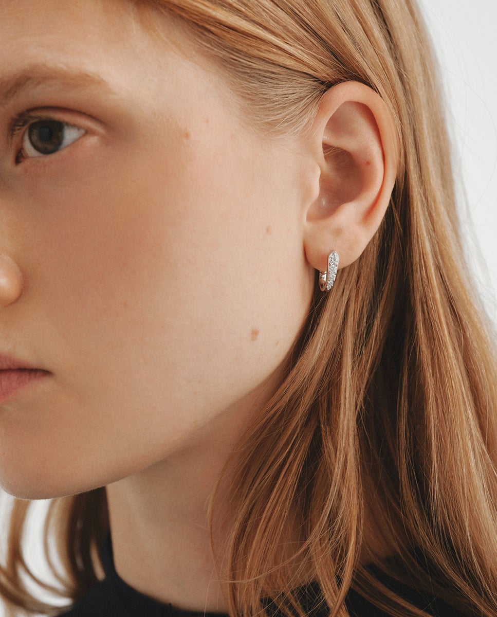 Pendientes de aro de 925 con diamantes lab grown - Aristocrazy - Plata Plata-2