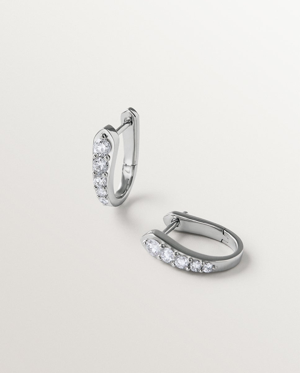 Pendientes de aro de 925 con diamantes lab grown - Aristocrazy - Plata Plata-3