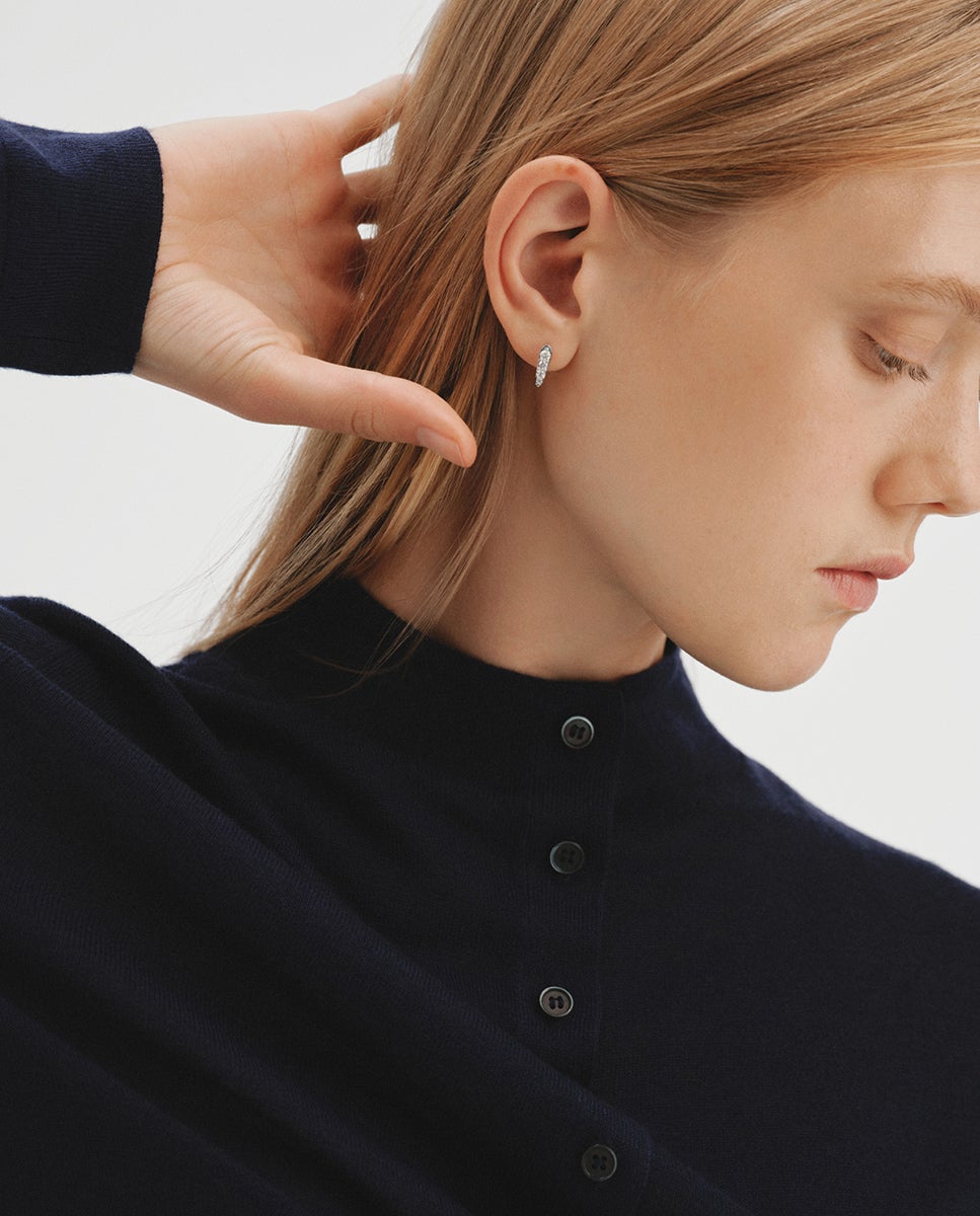 Pendientes de aro de 925 con diamantes lab grown - Aristocrazy - Plata Plata-4